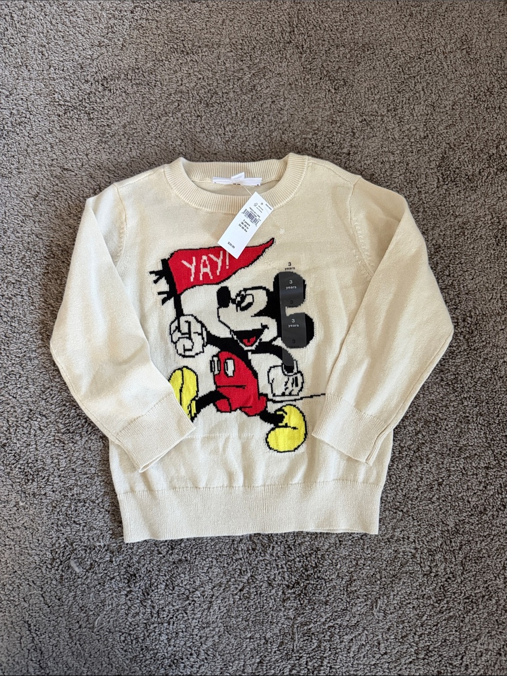 GAP Cream Crewneck Sweater with Cartoon Graphic
